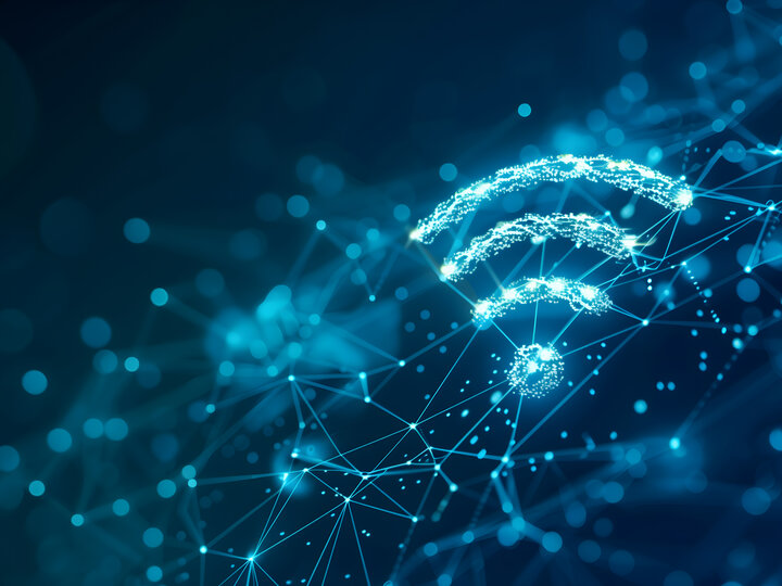 Wireless wi-fi network and connection abstract data background with wifi symbol